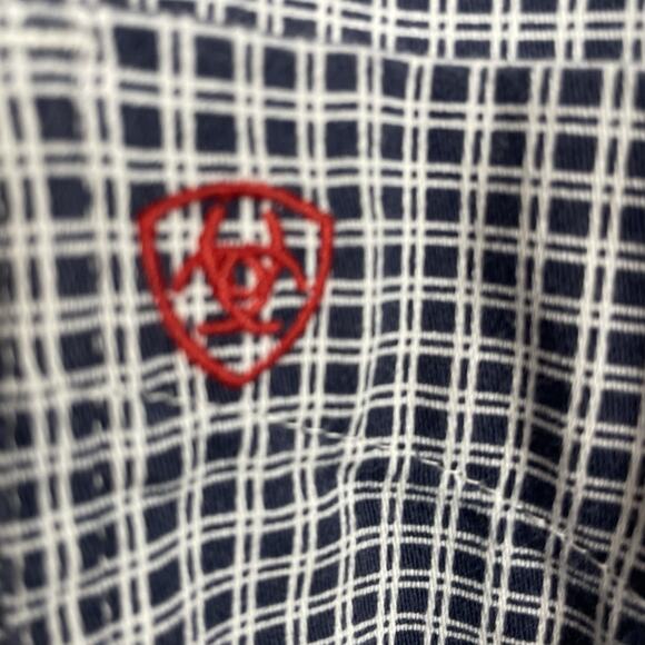 Ariat FR Work Shirt Men XL Navy Plaid Flame Resistant CAT 2 Button Down Workwear - Picture 6 of 16